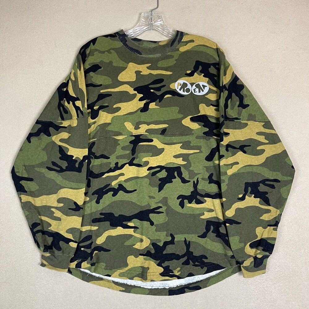 Pro Era Sweatshirt Mens Small Green Camo‎ Spirit Jersey Crew Neck Relaxed Fit